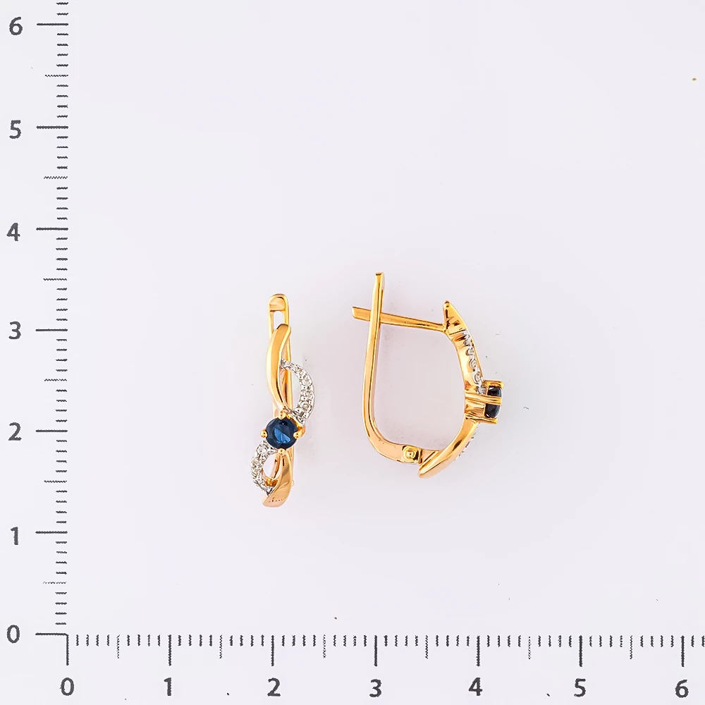 Серьги с сапфиром из красного золота 585 пробы