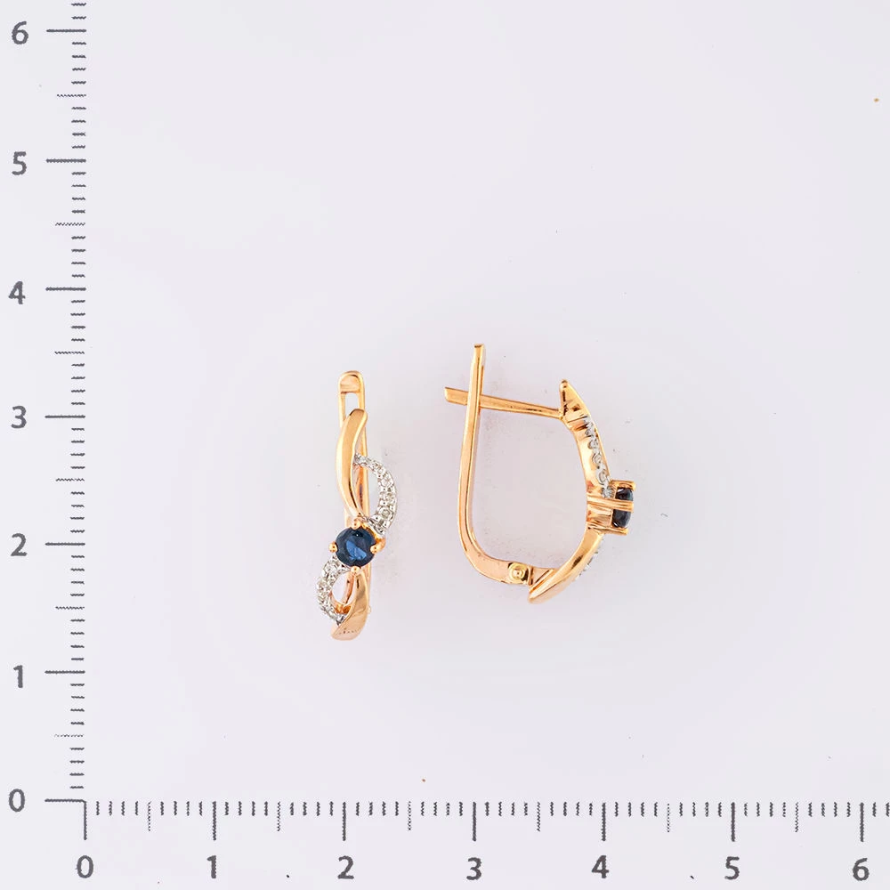 Серьги с сапфиром из красного золота 585 пробы