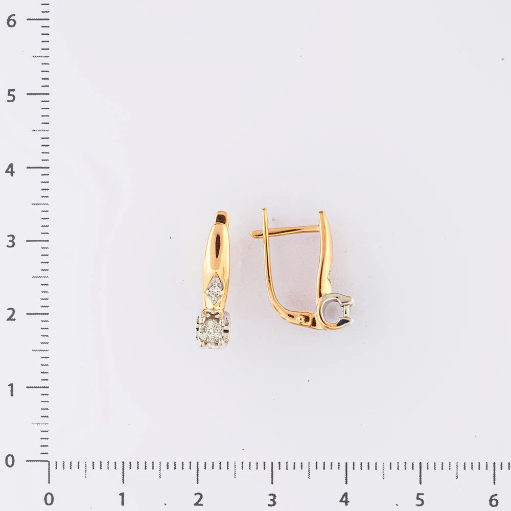 Серьги с бриллиантом из красного золота 585 пробы