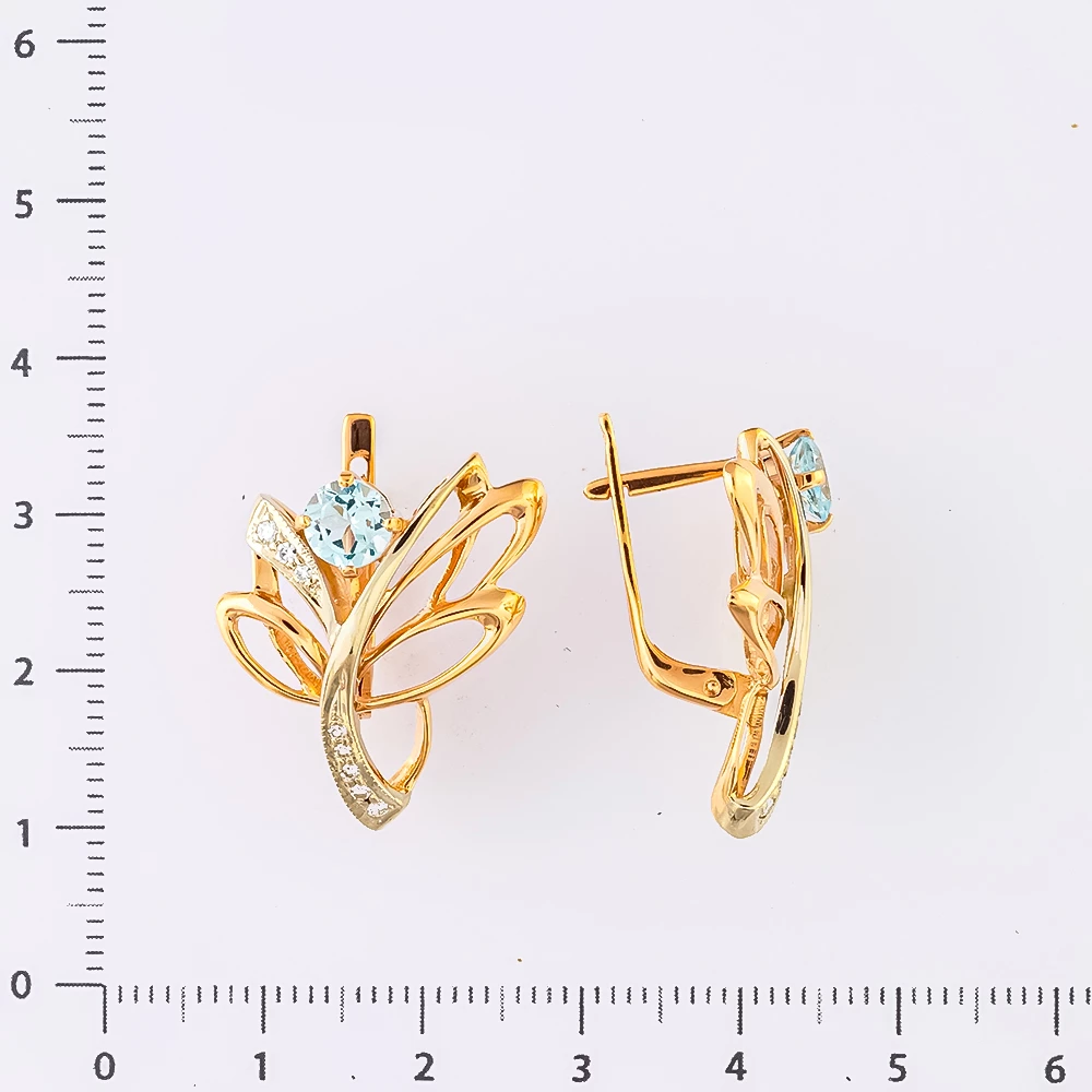 Серьги с топазом из красного золота 585 пробы