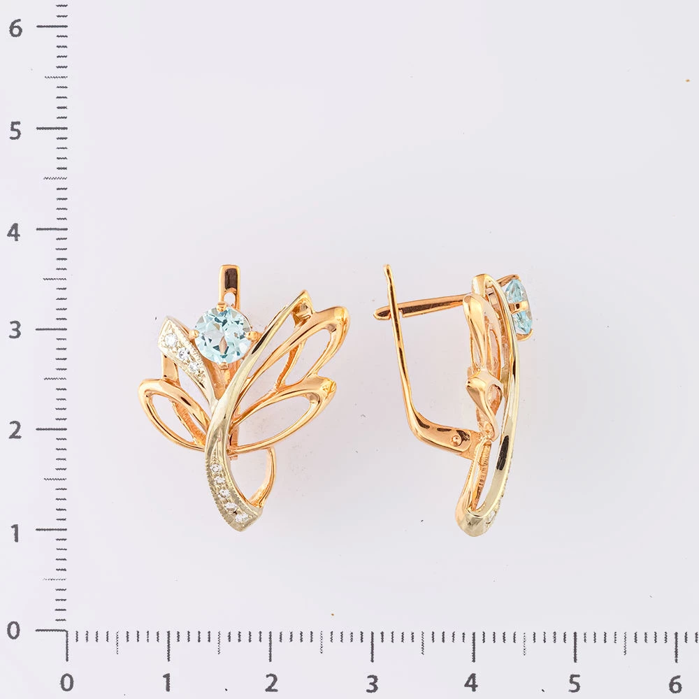 Серьги с топазом из красного золота 585 пробы