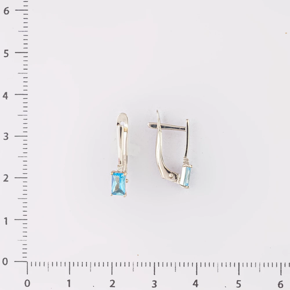 Серьги с топазом из белого золота 585 пробы