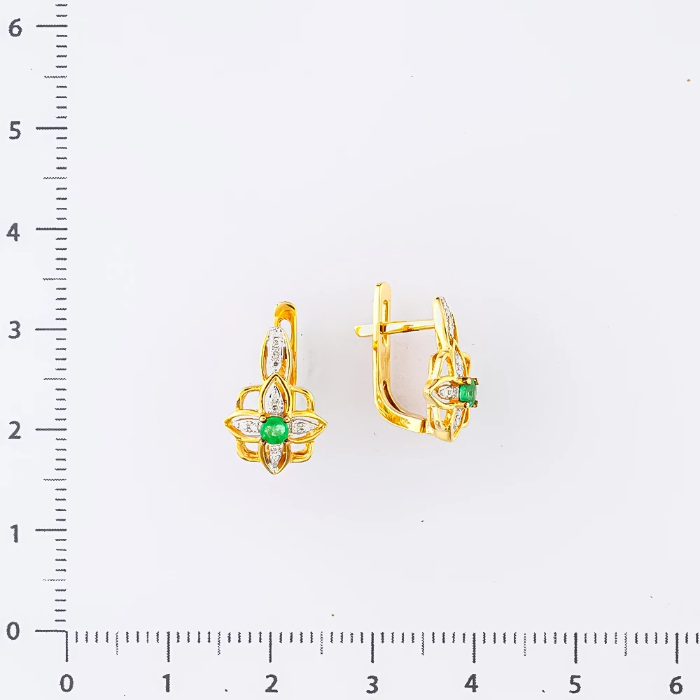 Серьги с изумрудом из желтого золота 585 пробы