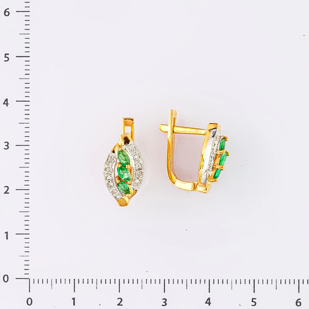 Серьги с изумрудом из красного золота 585 пробы