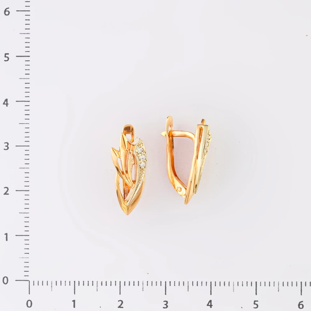 Серьги с бриллиантом из красного золота 585 пробы