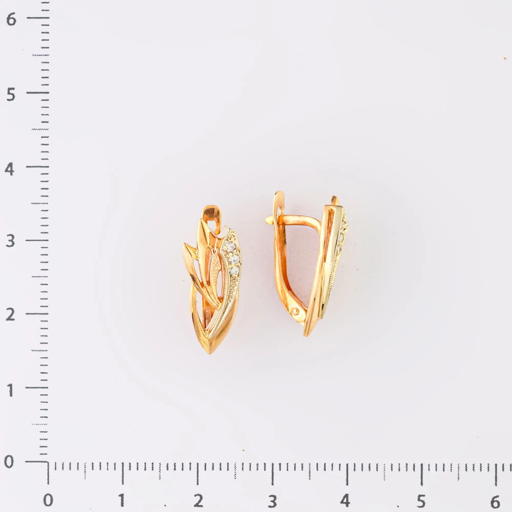 Серьги с бриллиантом из красного золота 585 пробы