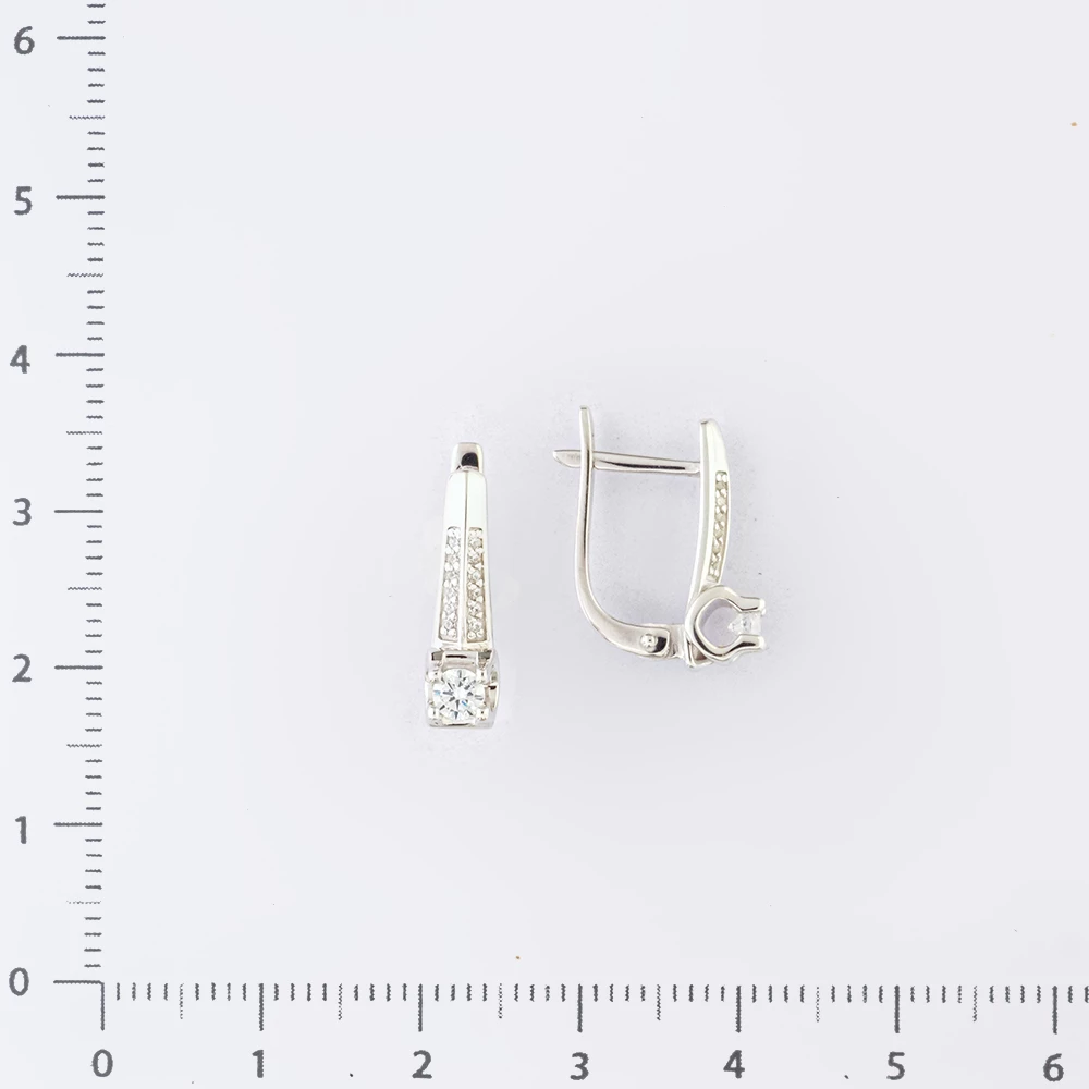 Серьги с фианитом из белого золота 585 пробы