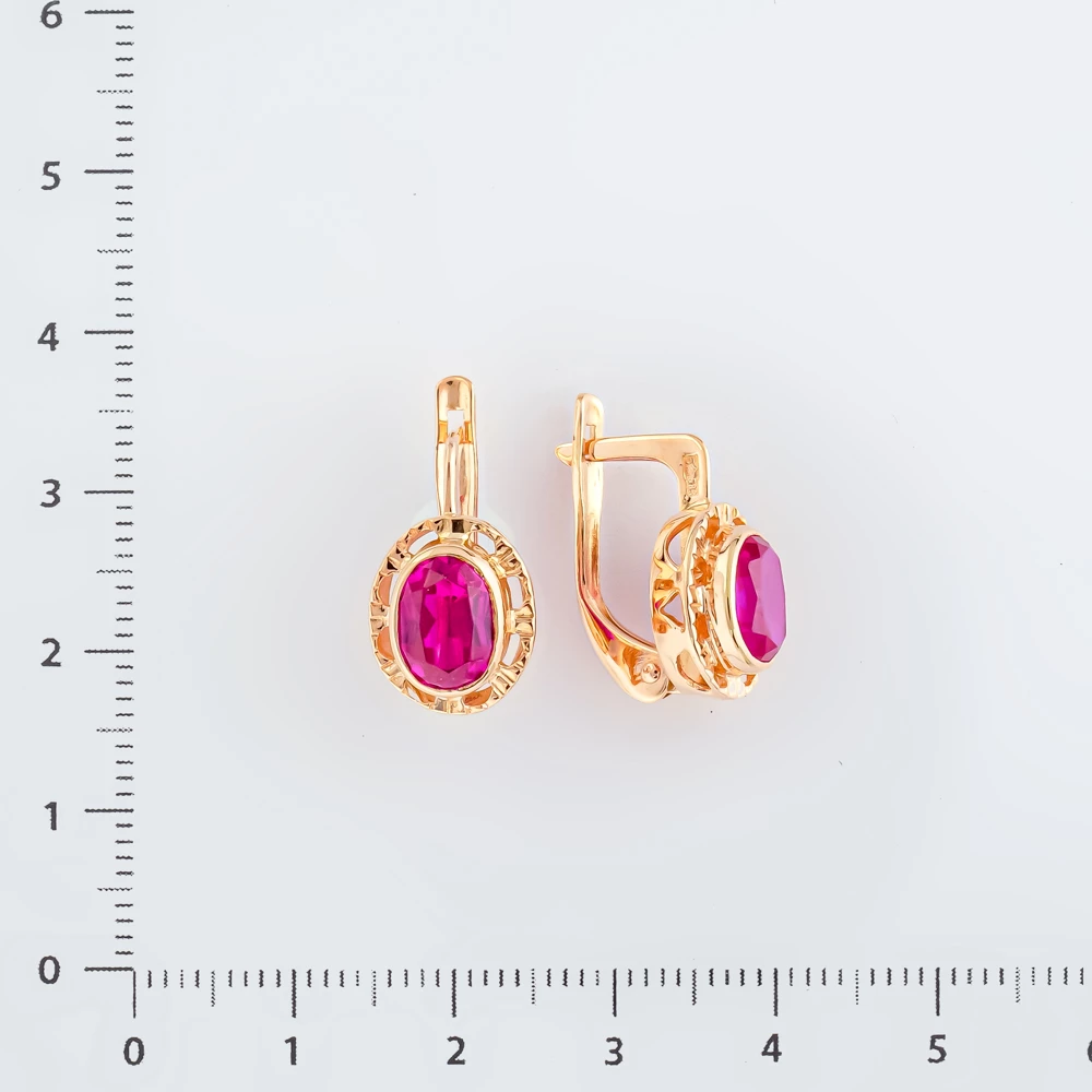 Серьги с фианитом из красного золота 583 пробы