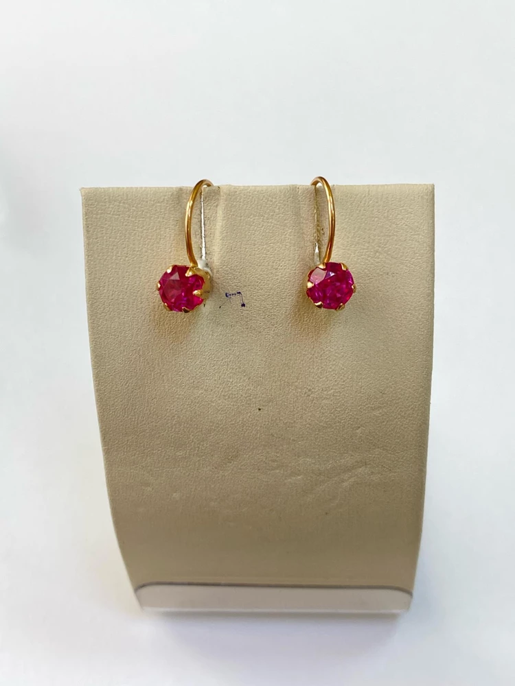 Серьги с фианитом из красного золота 583 пробы