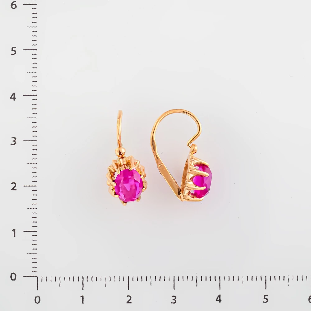 Серьги с фианитом из красного золота 583 пробы