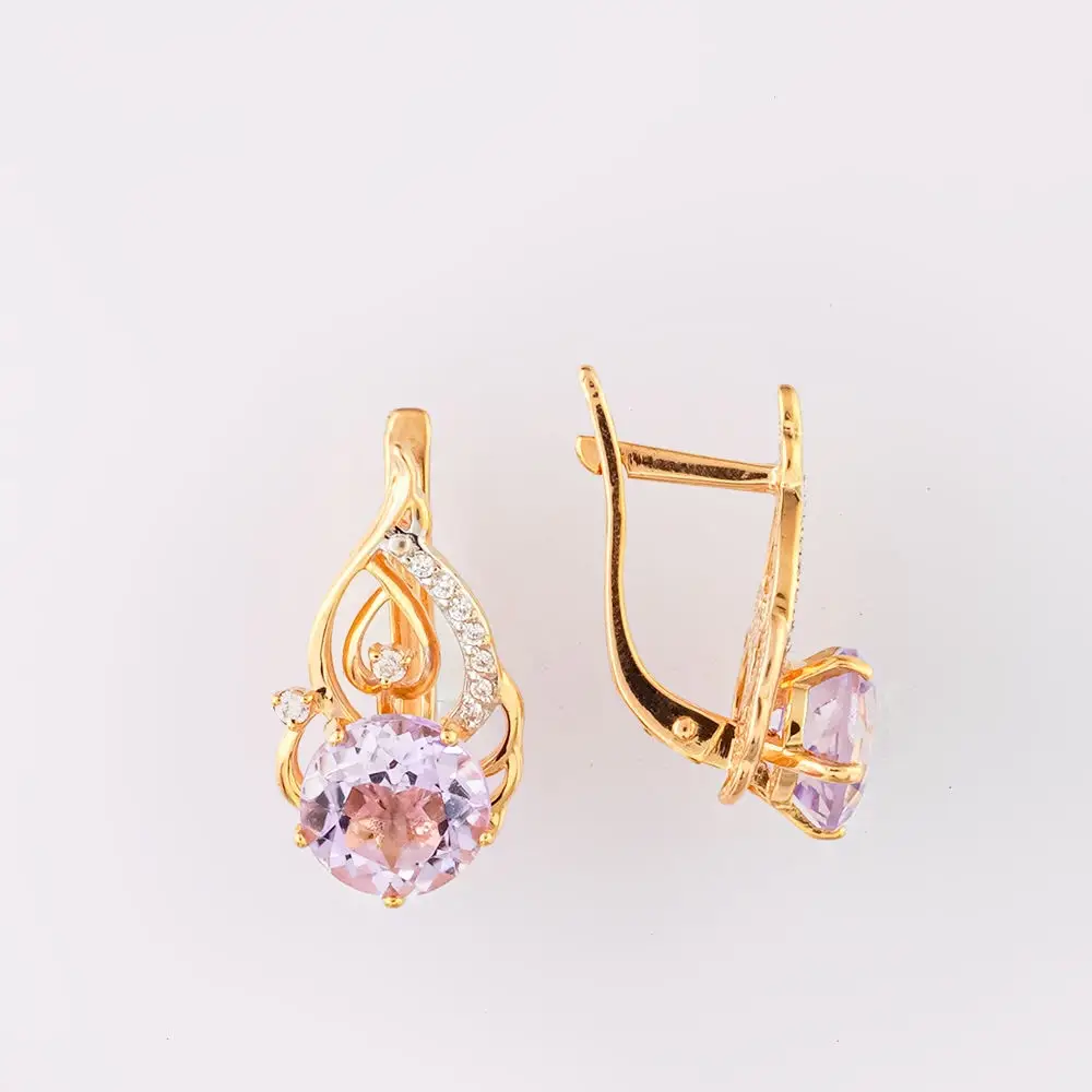 Серьги с аметистом из красного золота 585 пробы 1