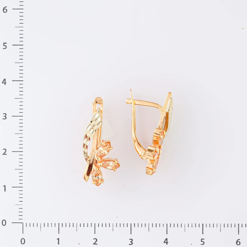 Серьги с ситаллом из красного золота 585 пробы