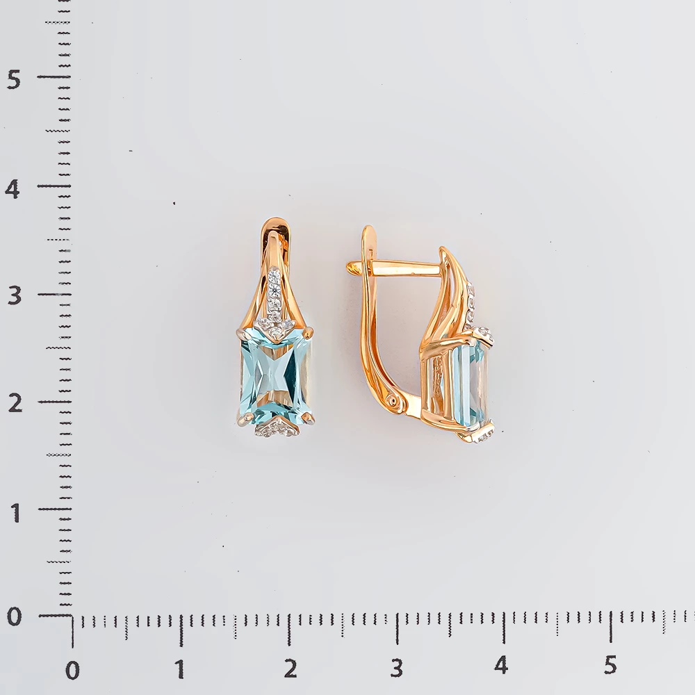 Серьги с топазом из красного золота 585 пробы