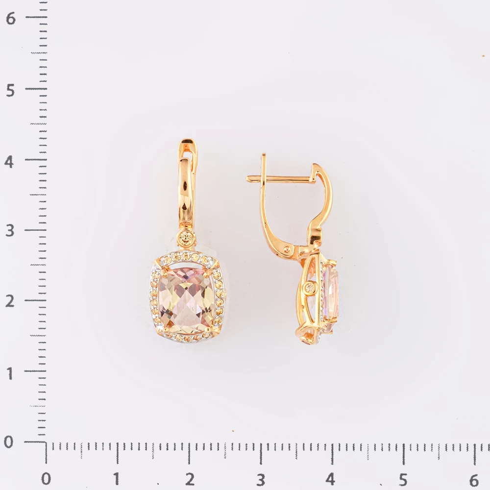 Серьги с ситаллом из красного золота 585 пробы