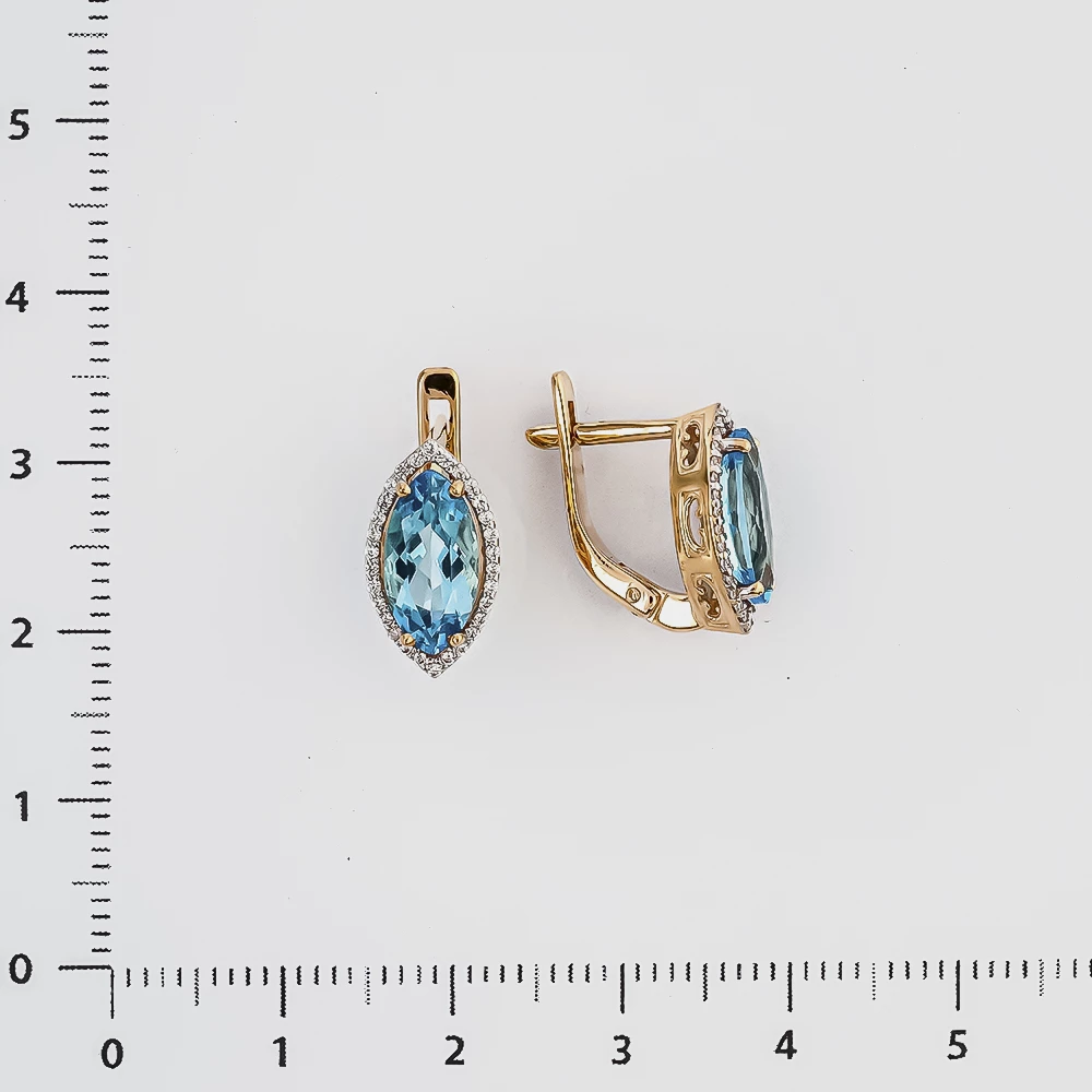 Серьги с топазом из красного золота 585 пробы