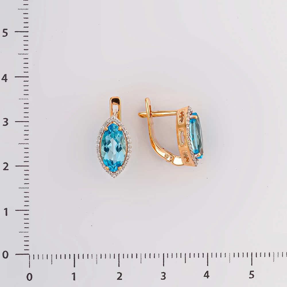 Серьги с топазом из красного золота 585 пробы