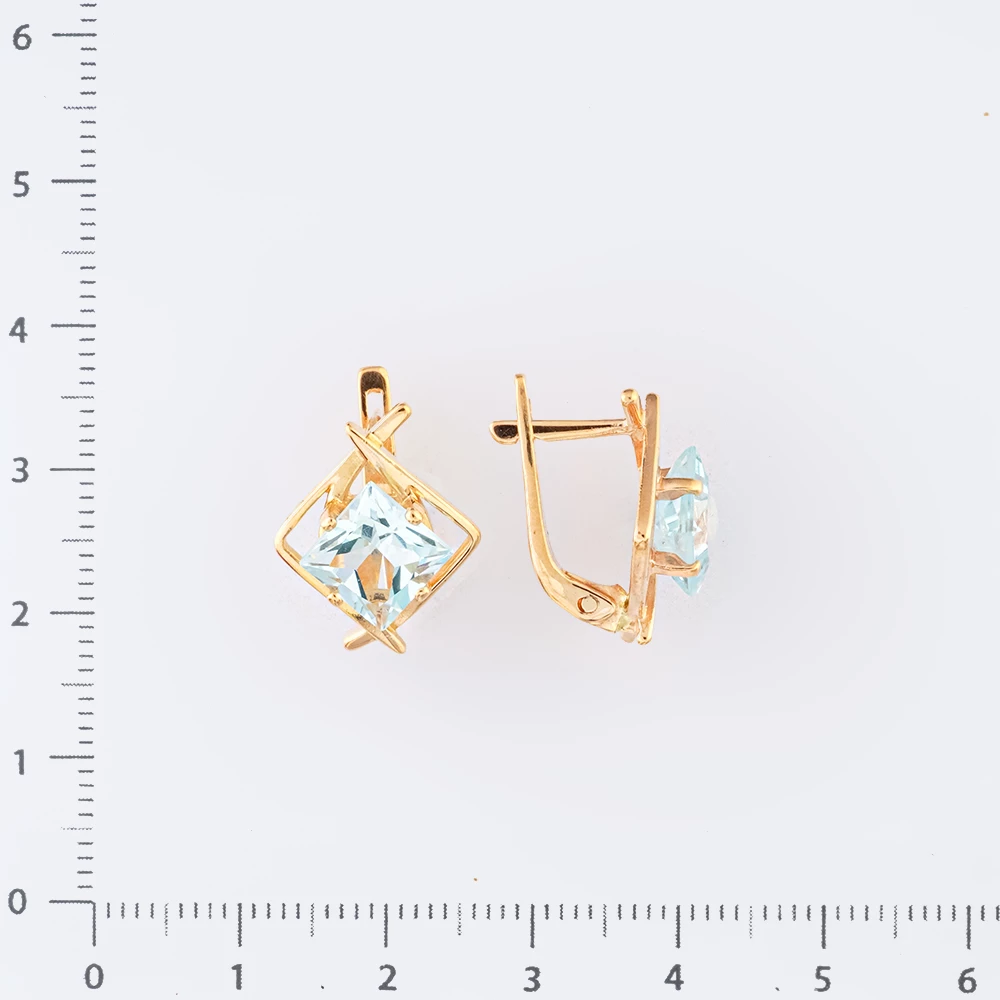 Серьги с топазом из красного золота 585 пробы