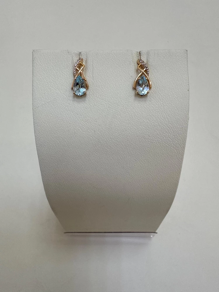 Серьги с топазом из красного золота 585 пробы