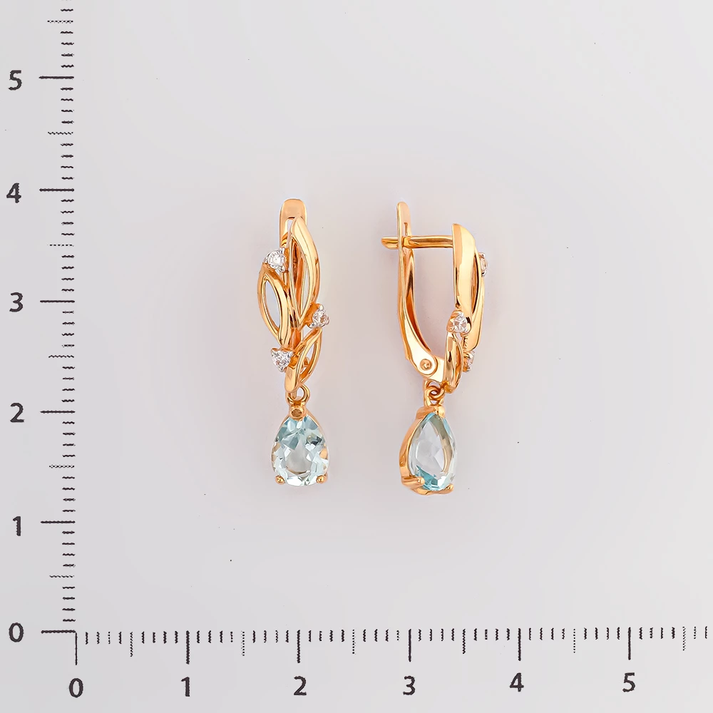 Серьги с топазом из красного золота 585 пробы