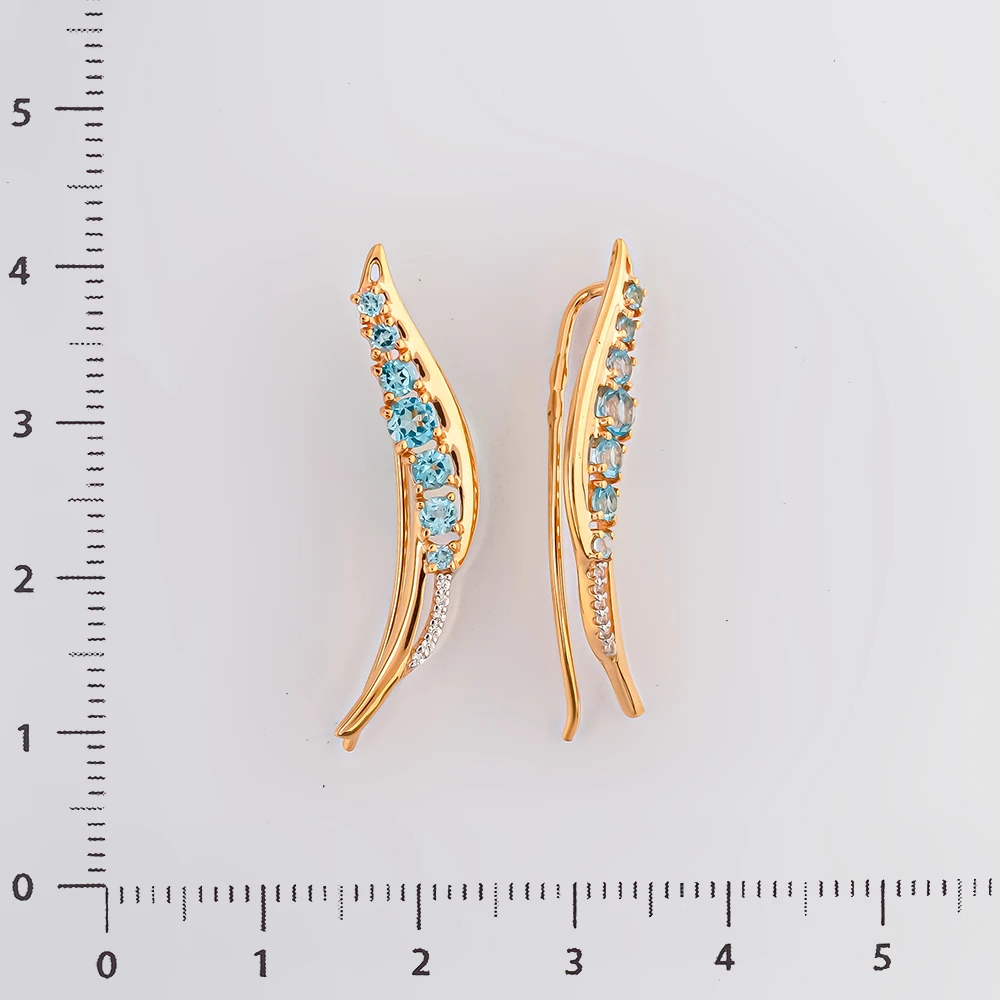 Серьги с топазом из красного золота 585 пробы