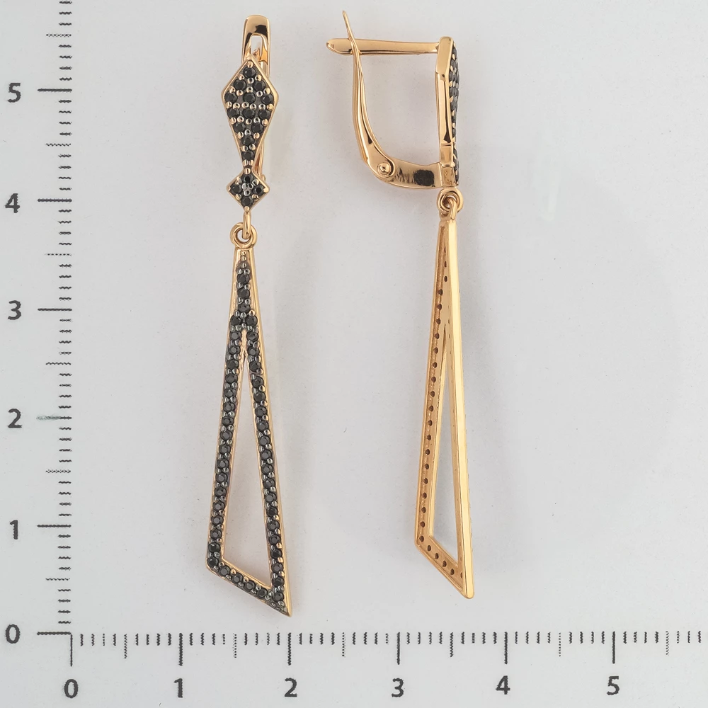 Серьги с фианитом из красного золота 585 пробы