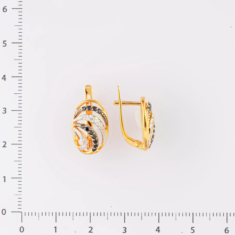 Серьги с фианитом из красного золота 585 пробы