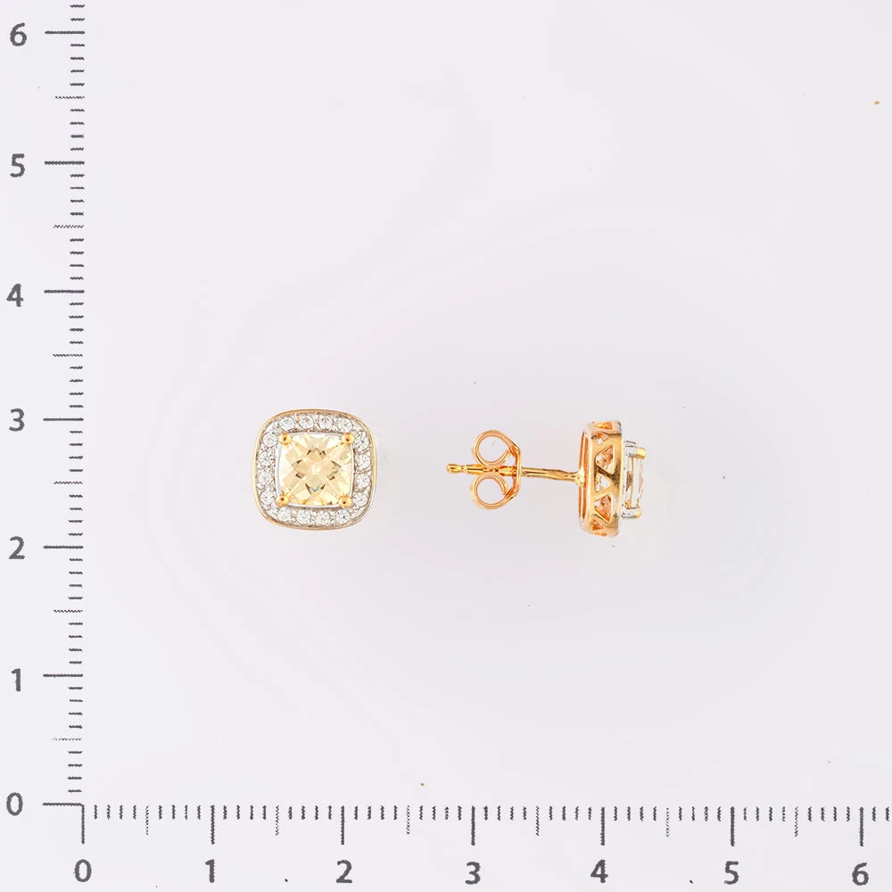 Серьги с фианитом из красного золота 585 пробы