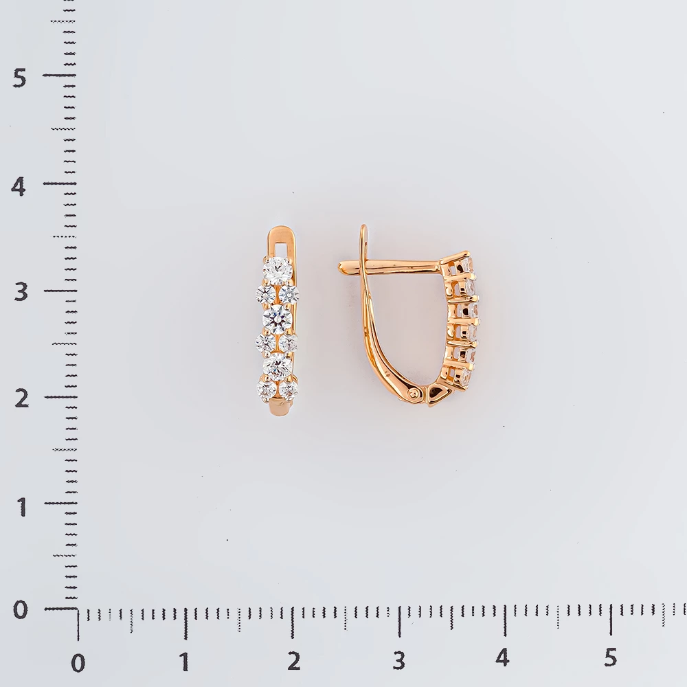 Серьги с фианитом из красного золота 585 пробы