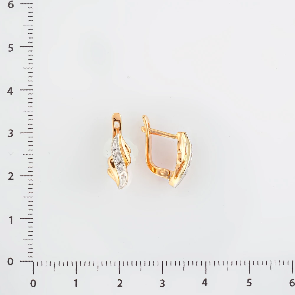 Серьги с фианитом из красного золота 585 пробы