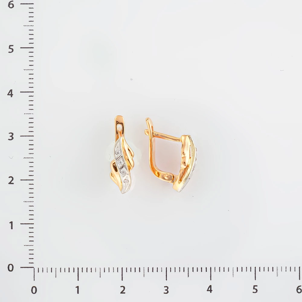 Серьги с фианитом из красного золота 585 пробы