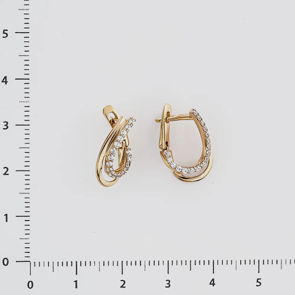 Серьги с фианитом из красного золота 585 пробы