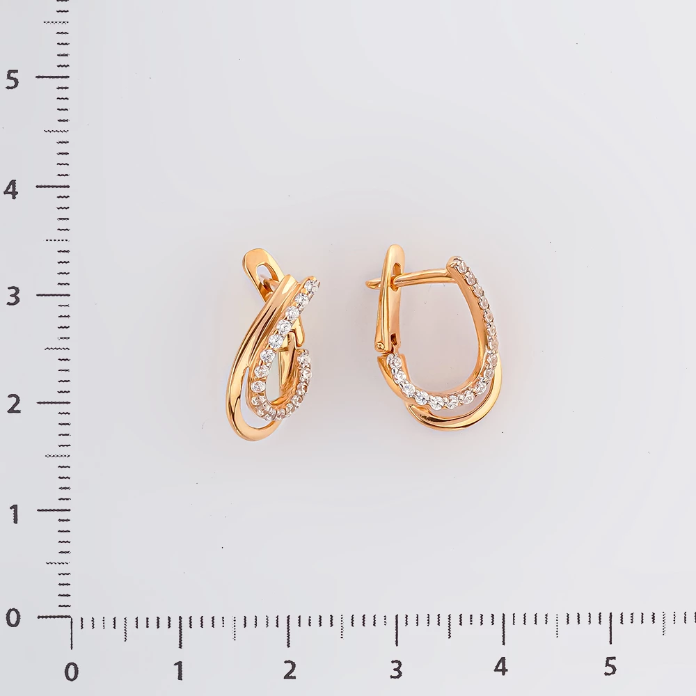 Серьги с фианитом из красного золота 585 пробы