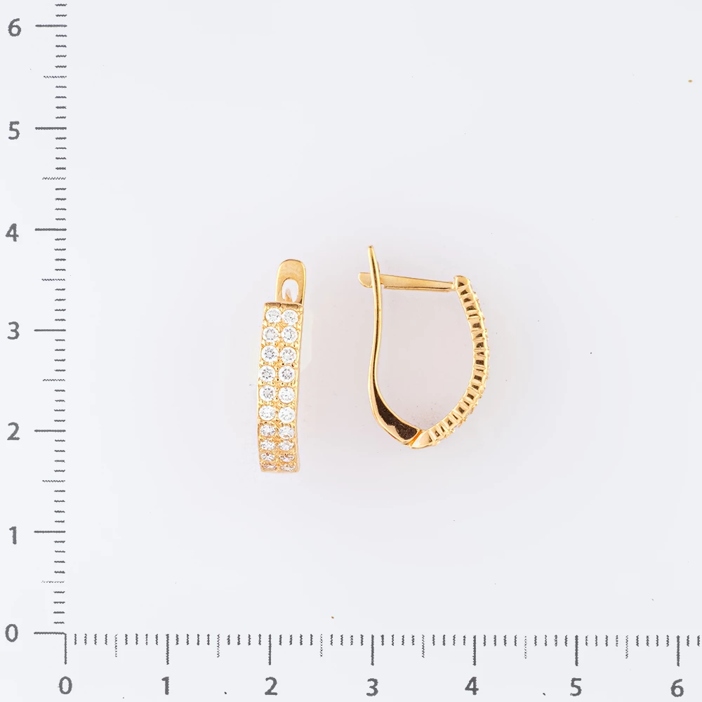 Серьги с фианитом из красного золота 585 пробы