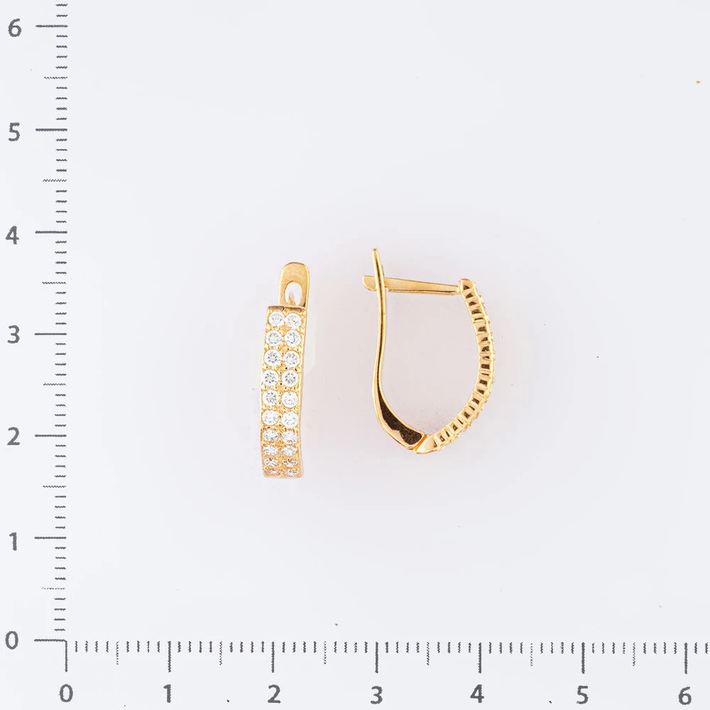 Серьги с фианитом из красного золота 585 пробы