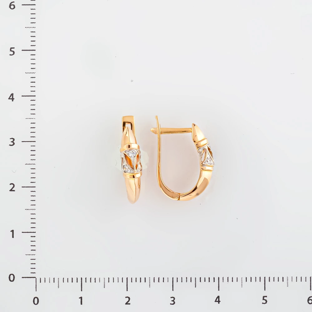 Серьги с фианитом из красного золота 585 пробы