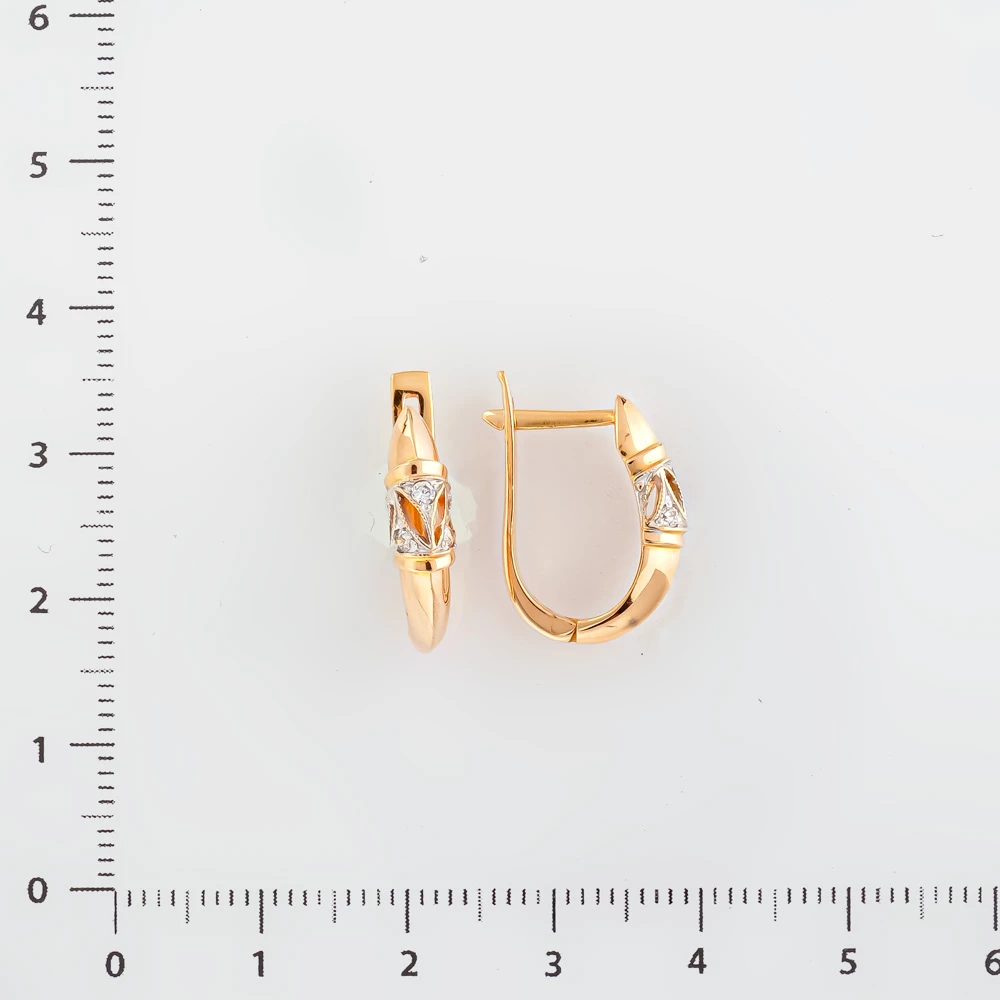 Серьги с фианитом из красного золота 585 пробы