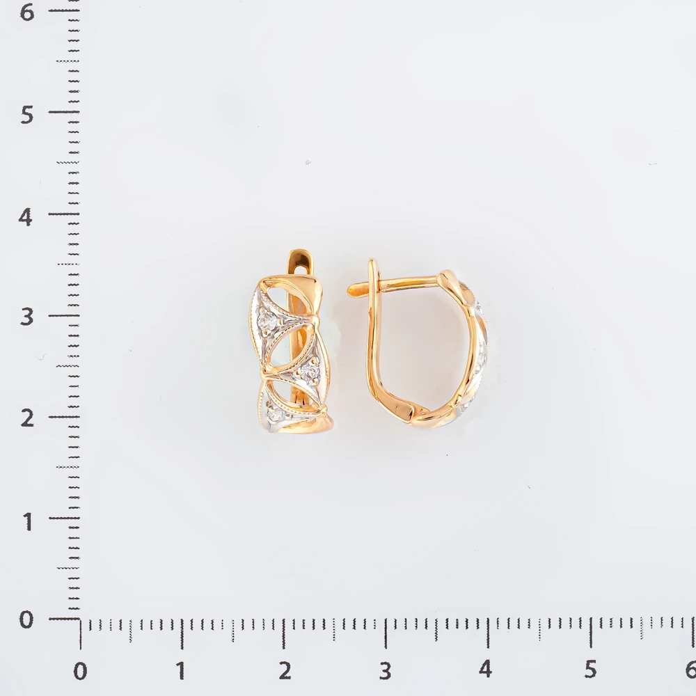 Серьги с фианитом из красного золота 585 пробы