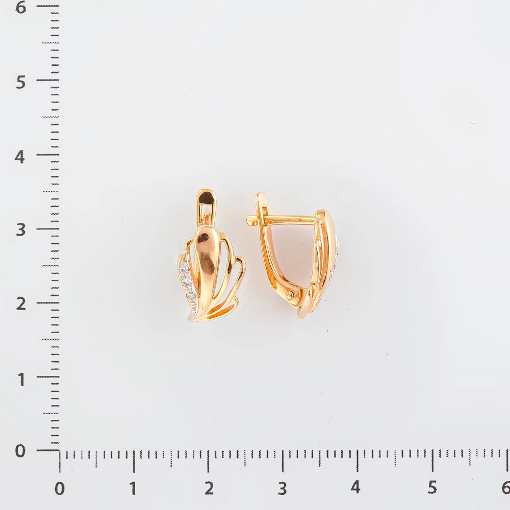 Серьги с фианитом из красного золота 585 пробы