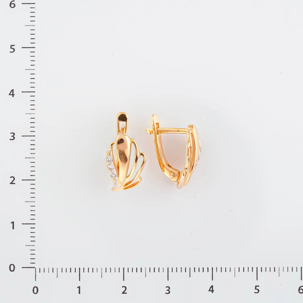 Серьги с фианитом из красного золота 585 пробы