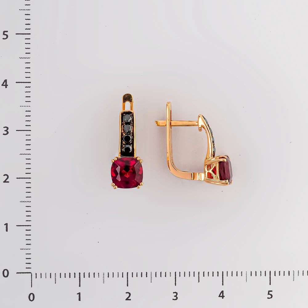Серьги с ситаллом из красного золота 585 пробы