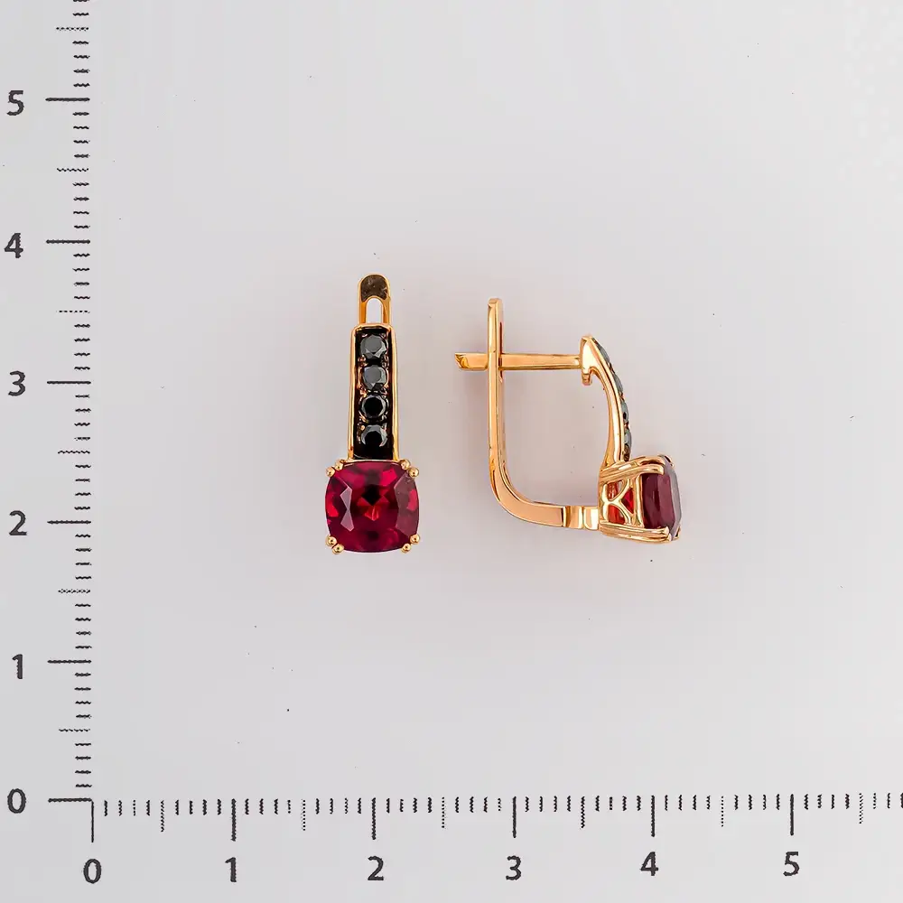 Серьги с ситаллом из красного золота 585 пробы 2