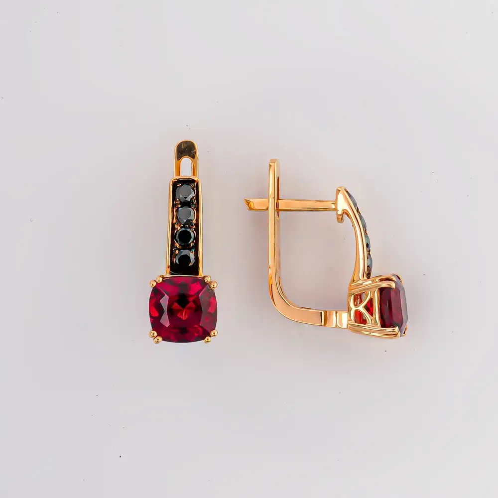 Серьги с ситаллом из красного золота 585 пробы 1
