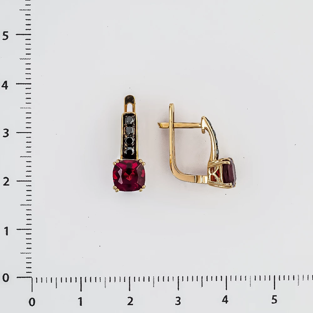 Серьги с ситаллом из красного золота 585 пробы