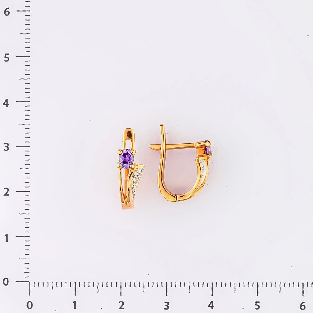 Серьги с ситаллом из красного золота 585 пробы