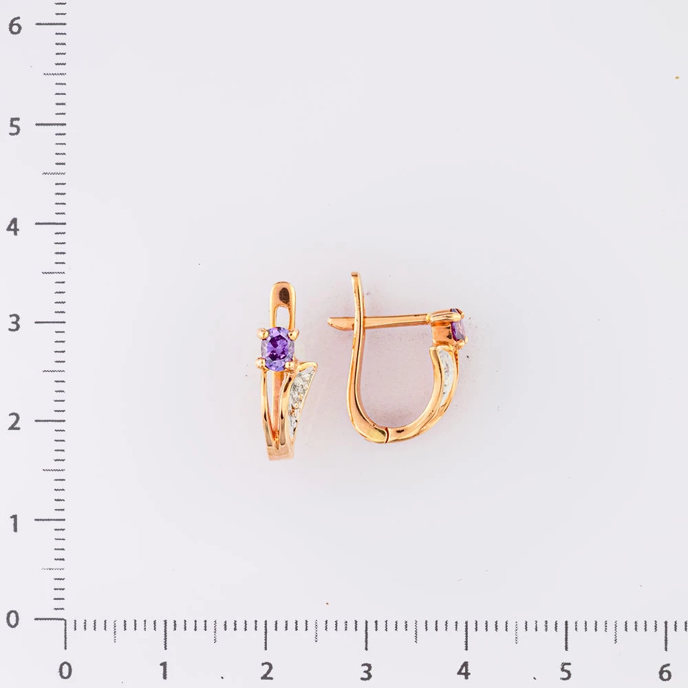 Серьги с ситаллом из красного золота 585 пробы