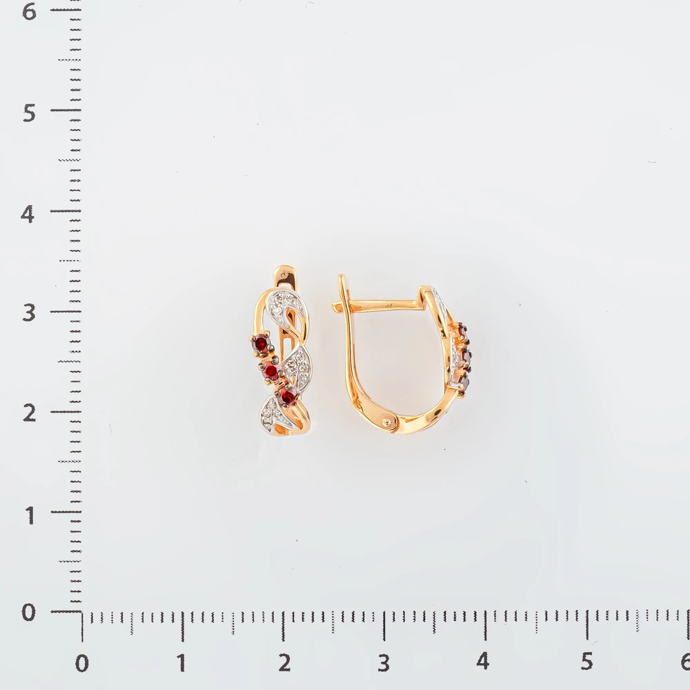 Серьги с гранатом из красного золота 585 пробы