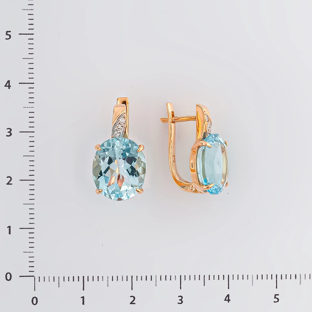 Серьги с топазом из красного золота 585 пробы