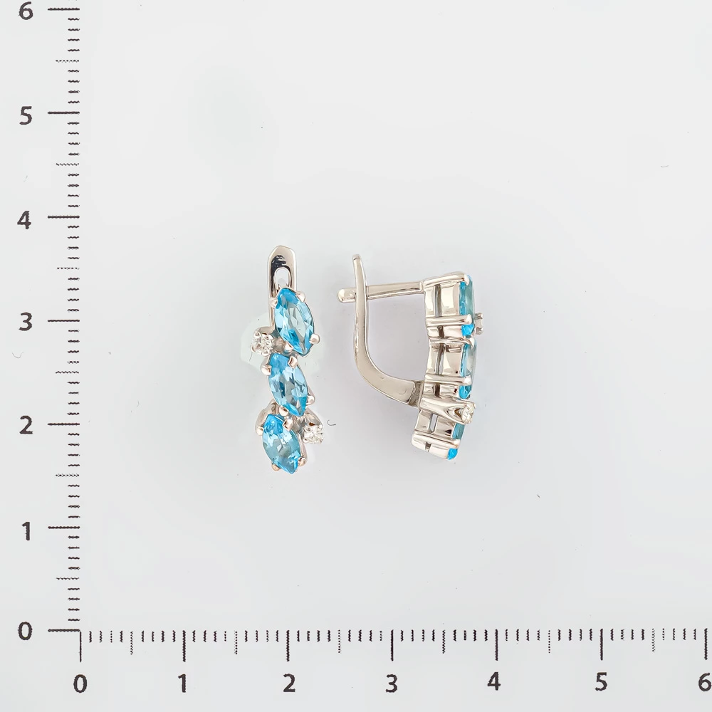 Серьги с топазом из белого золота 585 пробы