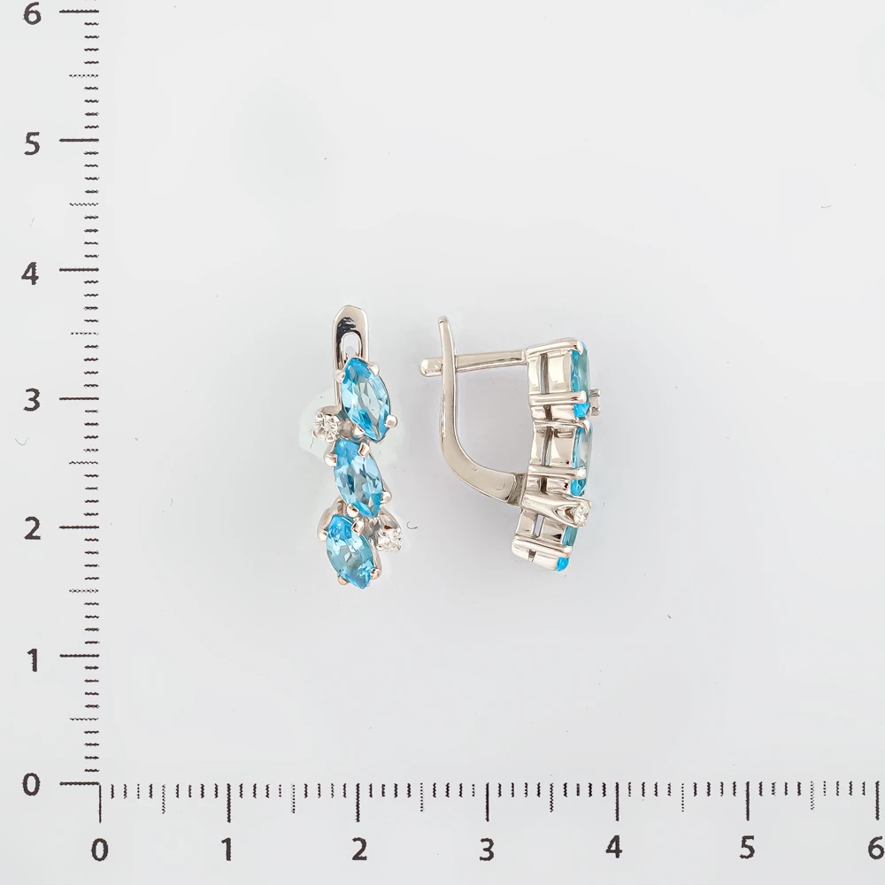 Серьги с топазом из белого золота 585 пробы