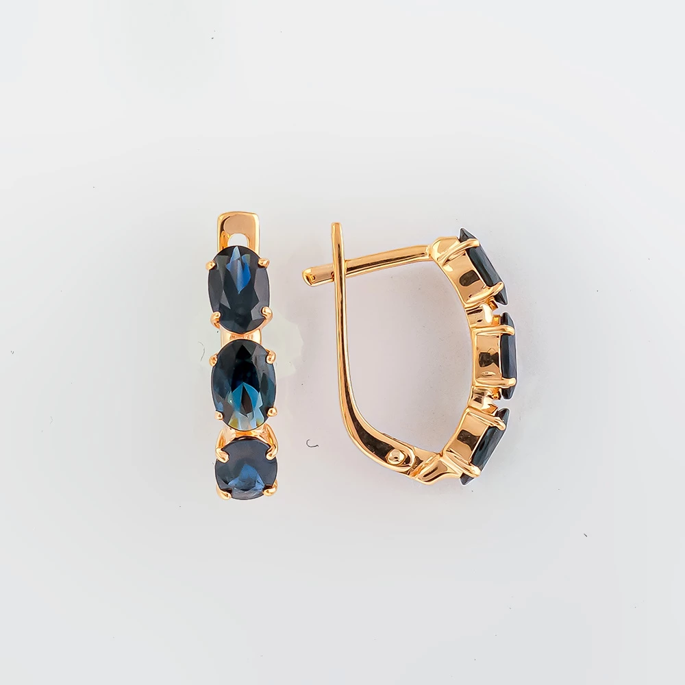 Серьги с сапфиром из красного золота 585 пробы